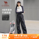 駱駝（CAMEL）休閑戶外登山褲女防潑水直筒工裝褲 C24CR1L7658B 幻影黑 L