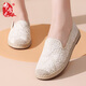 布舍元純色平底一腳蹬中老年媽媽鞋透氣老北京布鞋女530-7002 米色  38 