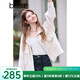 百圖betu女裝2025春季新款短外套立領(lǐng)插肩袖寬松休閑外套女2502T53 淺杏色 L