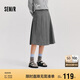 森馬（Semir）森馬半身裙女仿毛呢裙子24冬新款A(yù)字百褶裙遮胯顯瘦109724120001