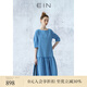 EIN言美拉藍(lán)多巴胺格紋泡泡袖圓領(lǐng)低腰壓褶休閑娃娃裙夏季新款 寶藍(lán) M
