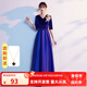 大合唱演出服女長裙2025新款詩歌朗誦主持人禮服紅歌合唱團表演服 藍色 【舞臺表演服女】 5XL