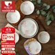 陶趣居日式盤(pán)子日本制造櫻花餐具套裝碗盤(pán)3D櫻花雨面設計陶瓷套裝間取櫻 8.6英寸深盤(pán)
