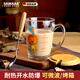 颯望德國(guó)兒童牛奶杯專用刻度杯子早餐喝奶杯寶寶沖泡奶粉帶吸管玻璃杯 【長(zhǎng)頸鹿+萌獅】400ml+PP蓋+硅膠吸管