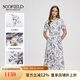 SCOFIELD女裝浪漫氣質(zhì)短袖印花連衣裙文藝百褶連衣裙2025夏季新品 象牙白色 L 170 170