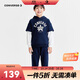 匡威Converse童裝男童加絨保暖衛衣+褲子2件套秋冬兒童衛衣長(cháng)褲套裝