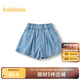巴拉巴拉童裝兒童短褲女童牛仔褲2025夏季新款A(yù)字裙褲蝴蝶結(jié)抑菌 牛仔淺藍(lán)88101 130
