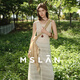 MSLAN秀場同款/淡月朦朧 流蘇小白裙 法式氣質(zhì)輕盈織女風(fēng)背心裙 米白 M