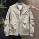 花花公子棒球服夾克男2025秋季新款潮牌工裝男裝美式復古修身飛行員外套男 卡其色 L 建議體重120-135斤