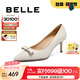 百麗（Belle）七夕禮物蝴蝶結(jié)細(xì)高跟單鞋女商場同尖頭單鞋3Y6G2CQ4 米色 37 (235mm)