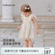 babylove女寶寶連衣裙夏季裙子蝴蝶刺繡紗裙外出甜美蓬蓬裙飛袖公主裙