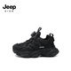 Jeep吉普兒童運動(dòng)鞋旋鈕女童鞋透氣春夏2026新款男童戶(hù)外二棉老爹鞋子 黑色（雙網(wǎng)） 36 鞋內長(cháng)約22.8cm