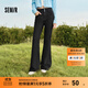 森馬（Semir）牛仔褲女森柔牛仔高腰喇叭褲顯瘦顯腿長(cháng)黑色褲子2024冬新款拖地褲 牛仔水洗黑98201 27