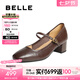 百麗（Belle）七夕禮物氣質(zhì)時(shí)裝瑪麗珍鞋女25秋新商場款真皮高跟單鞋BFS03CQ5 啡色 37 (235mm)