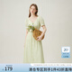 范思藍(lán)恩綠色薄荷曼波風(fēng)格林系氣質(zhì)通勤高腰修身短袖連衣裙子女 冬季梨 S