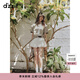 DZZIT地素半身裙2025夏季新款米白色拼接腰頭蕾絲蛋糕裙3J2S2239B 米白色 XS
