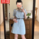 緋垚小香風氣質(zhì)連衣裙夏工裝連體裙甜美新款千金風裙子韓系短袖連體衣 【藍色（配腰帶）】 XS