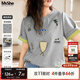 MsShe【原創(chuàng)印花刺繡雙色短袖T恤】大碼女裝2025夏裝胖mm顯瘦上衣 A款-花灰色現(xiàn)貨 3XL