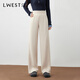 朗文斯?。↙.WEST）女2025冬季新款百搭褲子松緊腰顯瘦直筒休閑褲 米色 M 100-110斤