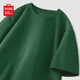 名創(chuàng)優(yōu)品（MINISO）t恤男短袖夏季男款山茶花綠色寬松衣服2025年新款重磅華夫格半袖 森林綠(純色) 2XL /185(體重160-180斤)
