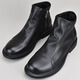 百麗踏秋冬頭層牛皮軟皮中幫馬丁靴男切爾西拉鏈短靴百搭高幫真皮休閑鞋 黑色(單鞋款) 39