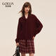歌莉婭安可拉紅色毛織上衣女2025新款秋季穿搭慵懶毛衣1E8J5J77A 91R酒紅 XS
