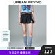 UR2025春季新款女裝芭蕾運動風撞色刺繡牛仔半裙UYV850033 藍色 (偏短) S