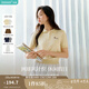 茵曼簡(jiǎn)約娃娃領(lǐng)刺繡針織衫2025夏季女裝新款休閑通勤顯瘦短袖上衣 淺黃色 M