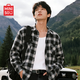 名創(chuàng  )優(yōu)品襯衫男長(cháng)袖美式復古格子襯衣春秋季男士重磅法蘭絨外套Z 黑白 L
