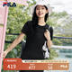 FILA 斐樂官方女裝針織連衣裙2025夏季新款時尚休閑簡約修身T恤裙子 正黑色-BK S 160/80A/S