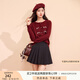 香影紅色蝴蝶結(jié)毛衣女2025秋季新款本命年針織衫韓系穿搭上衣開衫 紅色 S
