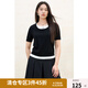 獨束大碼女裝假兩件拼接撞色針織衫2025春夏新品通勤長短袖上衣 黑色（短袖） 3XL （尺碼：5）