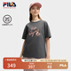 FILA 斐樂官方女裝針織短袖t2025夏季新款小狐貍刺繡休閑純棉T恤 默魅灰-DY XL 175/92A/XL