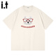:CHOCOOLATE it女裝新款純棉短袖T恤女可愛(ài)眼鏡狗印花夏季情侶裝休閑上衣2025 珍珠白色 S