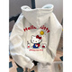 魯雅爾韓版hellokitty連帽衛(wèi)衣女春秋季慵懶風復古潮流上衣寬松休閑外套 白灰色 常規(guī)款 L