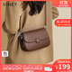 viney牛皮包包女包品牌斜挎包輕奢馬鞍包生日禮物送女友老婆 【咖啡色】高級感實(shí)用單肩包 時(shí)尚百搭休閑洋氣腋下包