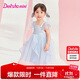 笛莎童裝女童裙子2025年夏季寶寶小童洋氣百搭連衣裙 晴空藍 130