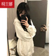 柯蘭娜碎花連帽衛衣女春秋薄款外套港味chic寬松慵懶開(kāi)衫上衣 杏色薄款 L 【建議105-120斤】