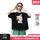 幻走（MOVEUP）2025夏季新款.FUN系列圓領(lǐng)印花抽繩下擺短款T恤女 夜黑 L