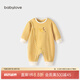 babylove嬰兒連體衣德絨保暖哈衣春秋季睡衣寶寶衣服打底長袖爬服春裝 香草黃 59cm