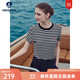 Navigare意大利小帆船短袖條紋T恤衫女25夏季新品圓領(lǐng)百搭體恤衫時(shí)尚上衣 黑白條紋 L