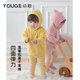 幼歌（YOUGE）嬰幼兒秋季新款撞色條紋柔軟休閑褲寶寶彈力元?dú)獯虻籽?黃色條紋 80 cm