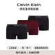 Calvin KleinCK 夏季新款男士簡(jiǎn)約純色平角內(nèi)褲套裝套盒 3條裝 QVV黑/紅/黑 L