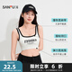 三福女夏季美式英文背心 休息運(yùn)動(dòng)風(fēng)帶杯寬松吊帶上衣女497468 白色 M