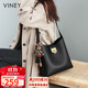 viney牛皮包包女包品牌水桶包輕奢單肩斜挎包生日禮物高級感送女友老婆