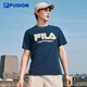 FILA FUSION斐樂(lè )潮牌情侶款針織短袖衫秋新款時(shí)尚涼感速干T恤 未央藍-DB M 170/92A/M