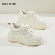 DAPHNE達芙妮加絨板鞋女新款女鞋秋冬冬季棉鞋運動(dòng)小白鞋女生厚底增高學(xué)生百搭 米色6.5cm 跟高6.5cm 34 (220mm)