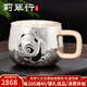 莉翠行（LICUIHANG）銀水杯雪花銀足銀手工S999銀杯子家用馬克杯咖啡杯熊貓茶杯茶缸杯 雪花銀155克（京倉速達）