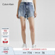 Calvin Klein Jeans夏季女士簡(jiǎn)約貼片街頭潮流ck毛邊純棉牛仔短褲ZW02068 1A4-牛仔藍(lán) 27