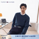 TOMMY HILFIGER【純羊毛】男裝簡約合身圓領(lǐng)打底羊毛衫針織毛衣02616 深藏青DV6 M （推薦：135-150斤）